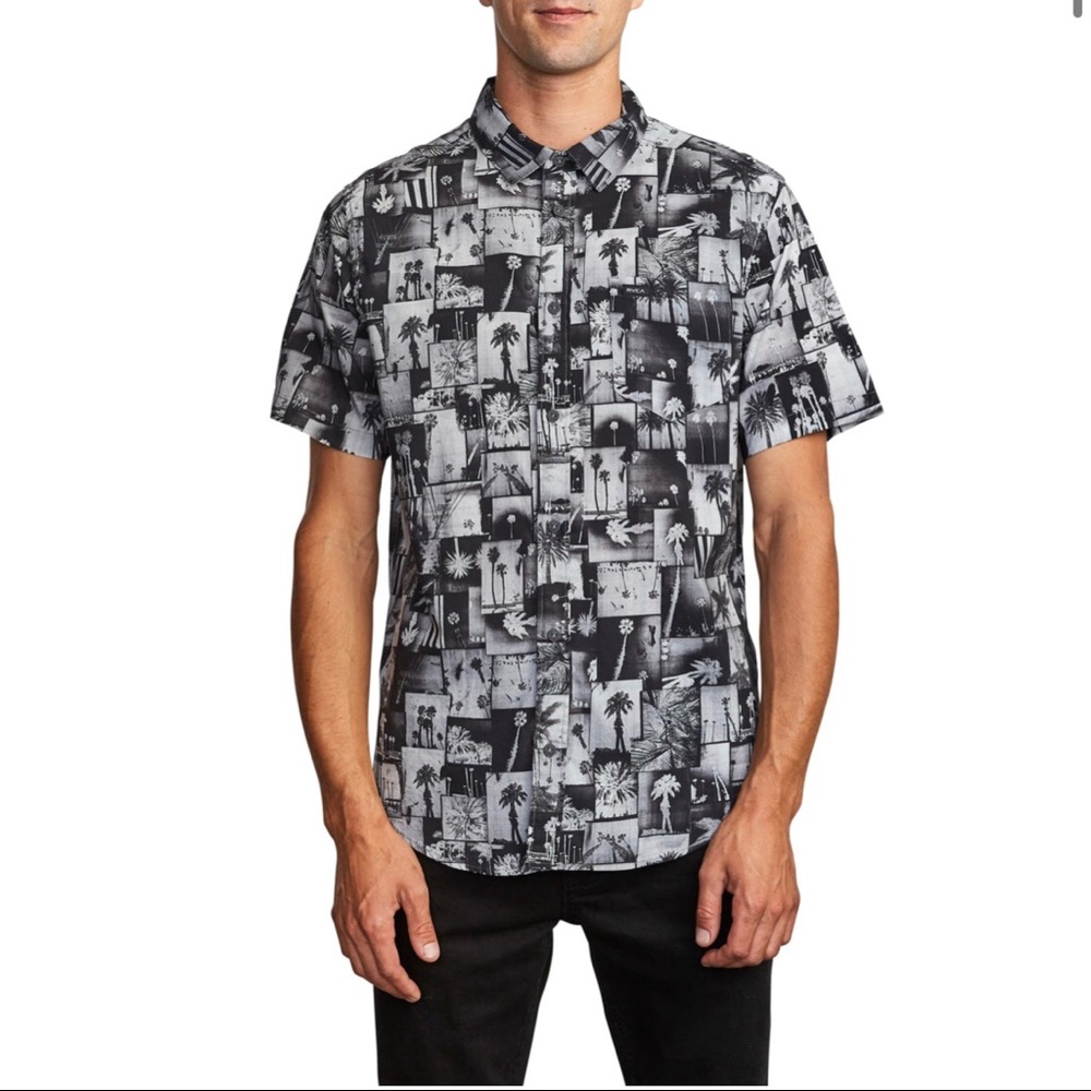 Men’s RVCA Grayscale Short Sleeve Button